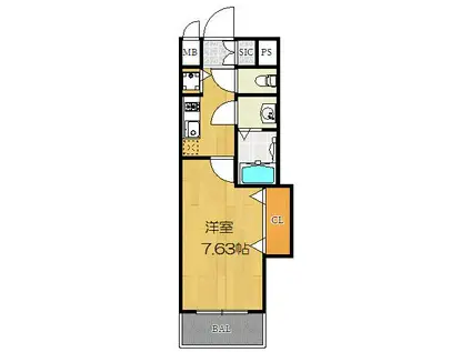 LUXE新大阪サウス(1K/2階)の間取り写真