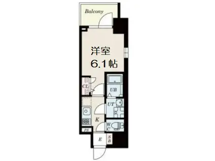 エスリードレジデンス大阪グランノースI(1K/6階)の間取り写真