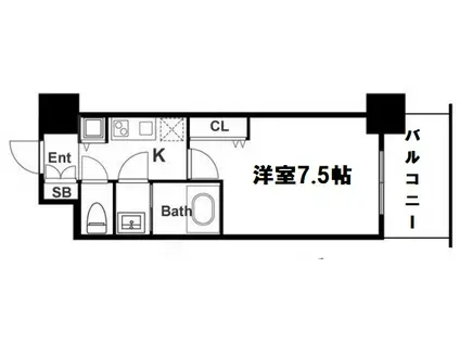 ウォークフォレスト御幸町(1K/8階)の間取り写真