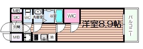 エスリード弁天町グロリア(1K/11階)の間取り写真