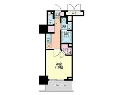 ハビテ靱センターコート(1K/13階)の間取り写真