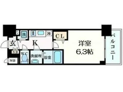 プレサンス大阪城公園ネクサス(1K/6階)の間取り写真