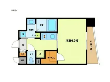 エスリード阿波座ノースプレイス(1K/2階)の間取り写真