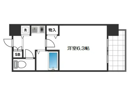 ディナスティ清水谷3(1K/2階)の間取り写真