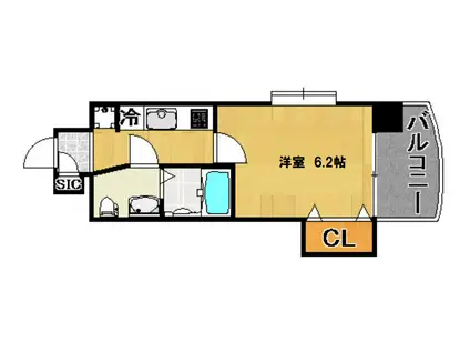 LUXE難波イースト(1K/6階)の間取り写真