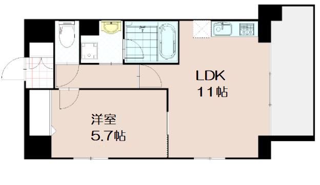 アベニール鷺洲(1LDK/4階)の間取り写真