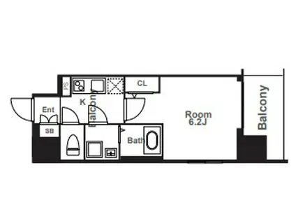 エスリード本町靭公園レジデンス(1K/6階)の間取り写真