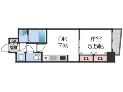 PHOENIX難波イースト(1DK/8階)の間取り写真