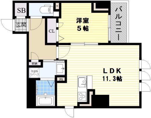 ジ・アドレス梅田(1LDK/3階)の間取り写真