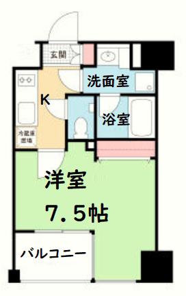 レジディア江戸堀(1K/2階)の間取り写真