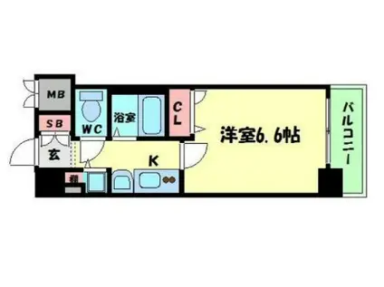 プレサンス本町プライム(1K/4階)の間取り写真