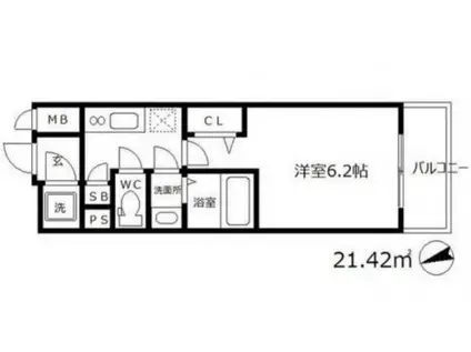 エスリード天神橋筋六丁目(1K/7階)の間取り写真