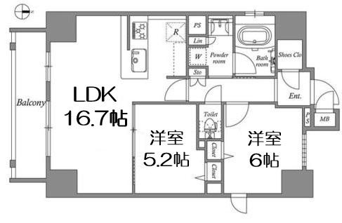 プレサンス心斎橋レヨン(2LDK/7階)の間取り写真