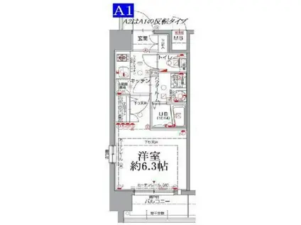 エスリード梅田グランノース(1K/8階)の間取り写真