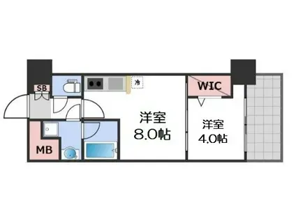 アーバネックス真田山(1LDK/12階)の間取り写真