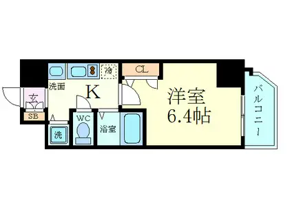プレサンス心斎橋ラヴィ(1K/2階)の間取り写真