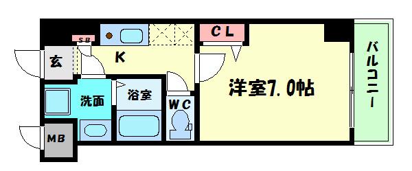 エイペックス京町堀2(1K/10階)の間取り写真