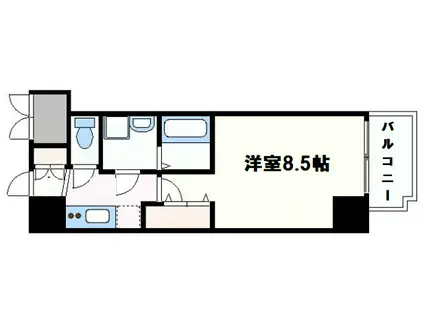 レジュールアッシュ松屋町(1K/3階)の間取り写真