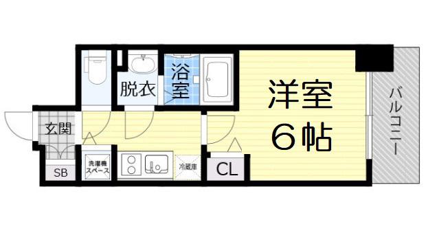 スワンズシティ大阪城ノース(1K/12階)の間取り写真