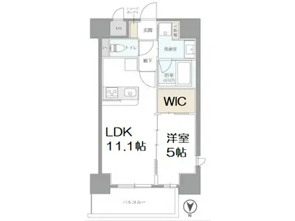 ESTEOESTE難波元町(1LDK/8階)の間取り写真