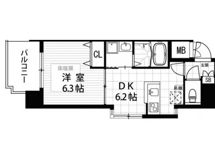 GALLERY谷町(1DK/4階)の間取り写真