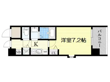 クラウンハイム北心斎橋フラワーコート(1K/3階)の間取り写真