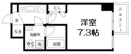 ミュプレ北浜イースト(1K/9階)の間取り写真