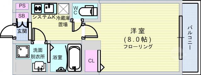 フレイランス NAMBA PLACE(1K/6階)の間取り写真