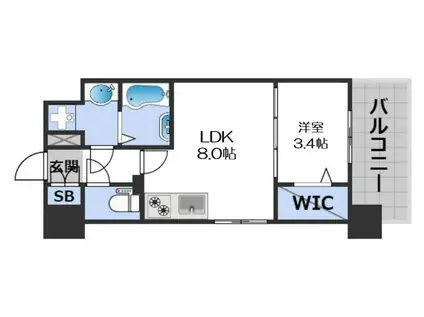 ミラージュパレス難波幸町(1LDK/9階)の間取り写真