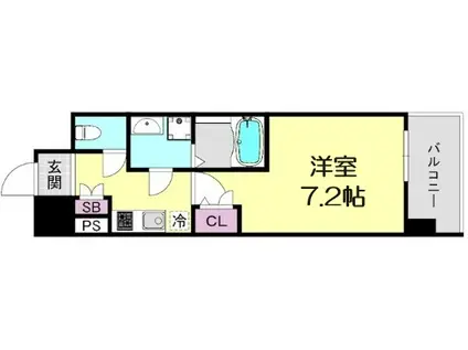 エスリード難波サウス(1K/15階)の間取り写真