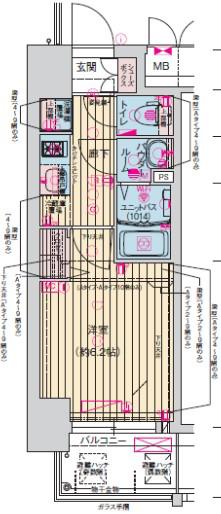 プレサンス天神橋筋六丁目ヴォワール(1K/7階)の間取り写真