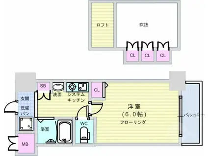 エステムコート難波ミューステージ(1K/10階)の間取り写真