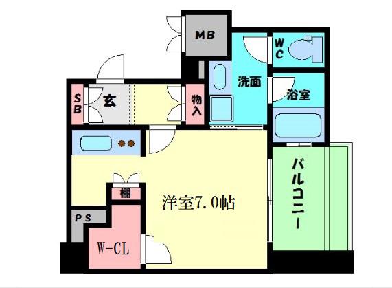 リーガル岡崎橋(1K/8階)の間取り写真
