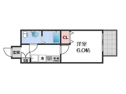 アドバンス難波南ノエル(1K/3階)の間取り写真