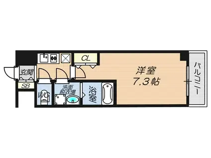 S-RESIDENCE新大阪ウエスト(1K/13階)の間取り写真