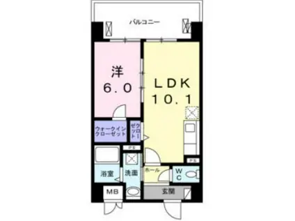 ヴァンヴェール森の宮(1LDK/4階)の間取り写真