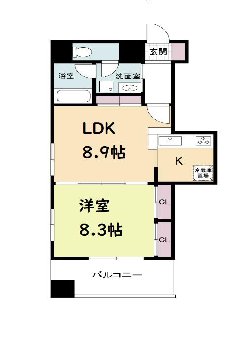 レジディア心斎橋ウエスト(1LDK/8階)の間取り写真