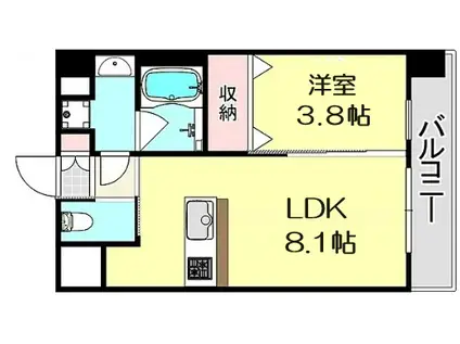 ディームス御幣島(1DK/4階)の間取り写真