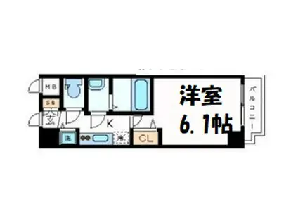 プレサンス心斎橋ブライト(1K/12階)の間取り写真