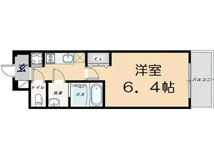 アドバンス大阪グロウス(1K/13階)の間取り写真