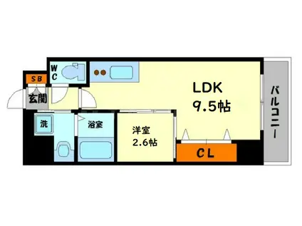サンフォリア大手前(1LDK/13階)の間取り写真