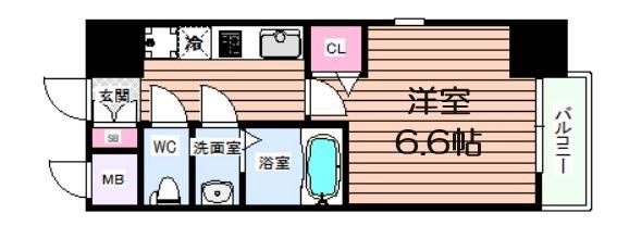 フレアコート梅田(1K/10階)の間取り写真