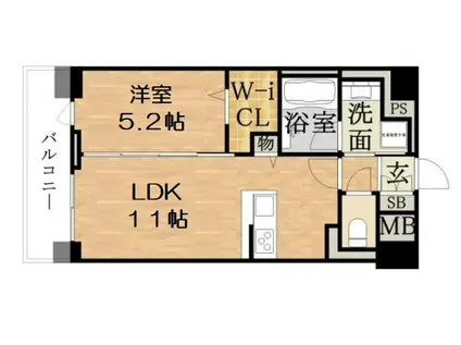 セレーナ・コンフォルト天神橋(1LDK/9階)の間取り写真