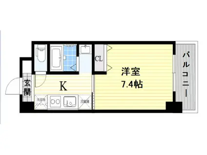 KDXレジデンス難波(1K/3階)の間取り写真