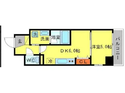 BRAVI南堀江(1DK/3階)の間取り写真