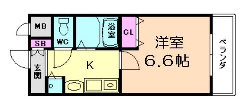 アクロス塚本リヴィエール(1K/6階)の間取り写真