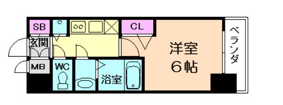 プレサンス大阪福島レシェンテ(1K/2階)の間取り写真
