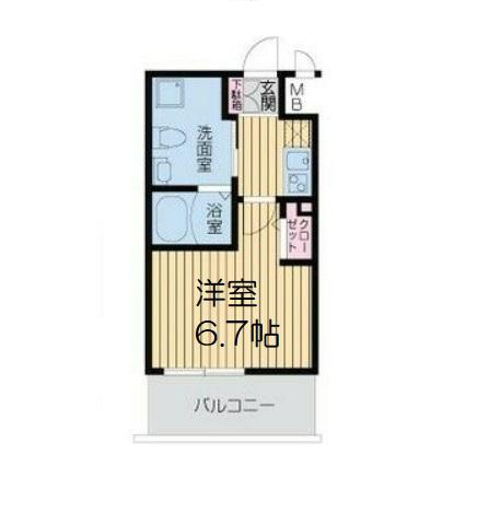 レジディア谷町(1K/13階)の間取り写真