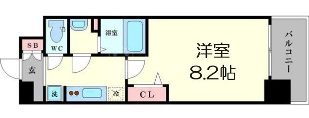 プレサンス心斎橋ソレイユ(1K/13階)の間取り写真