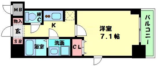 S-RESIDENCE HOMMACHIMARKS(1K/5階)の間取り写真